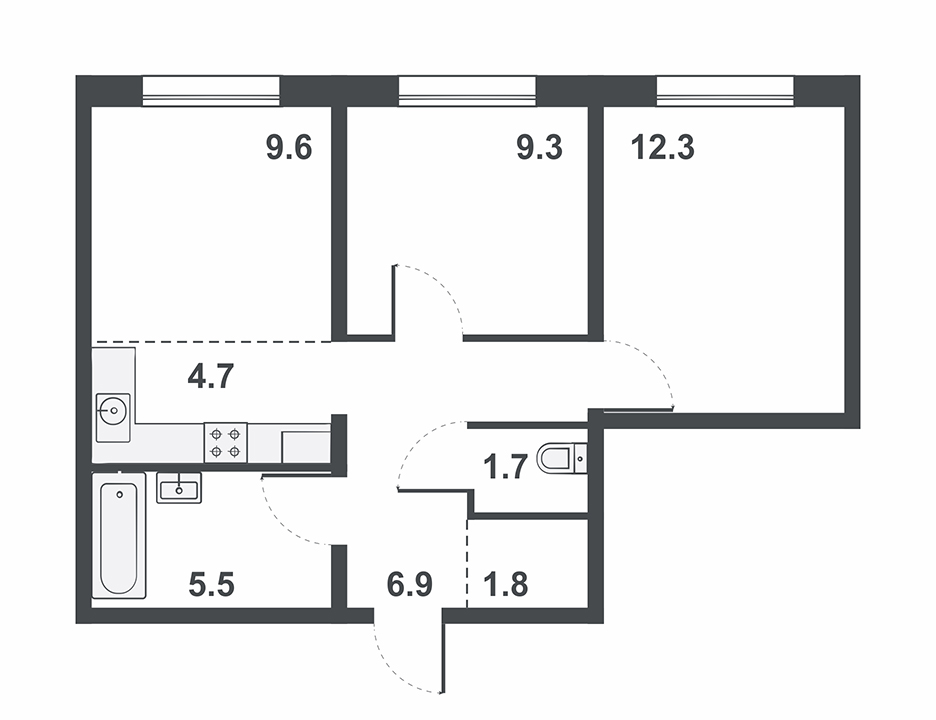 планировка квартиры 52 м2